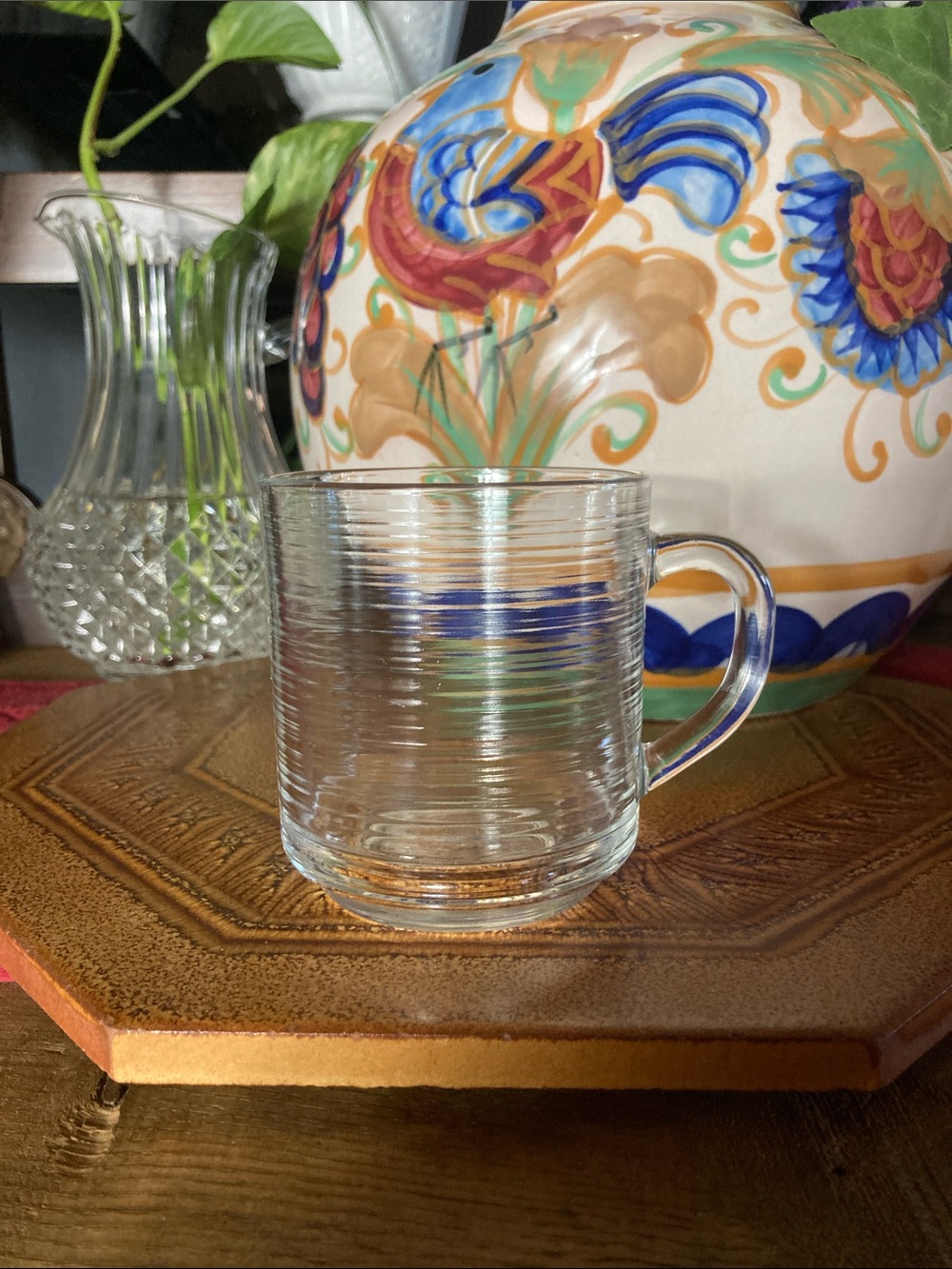 Ripple Textured Clear Glass Mug